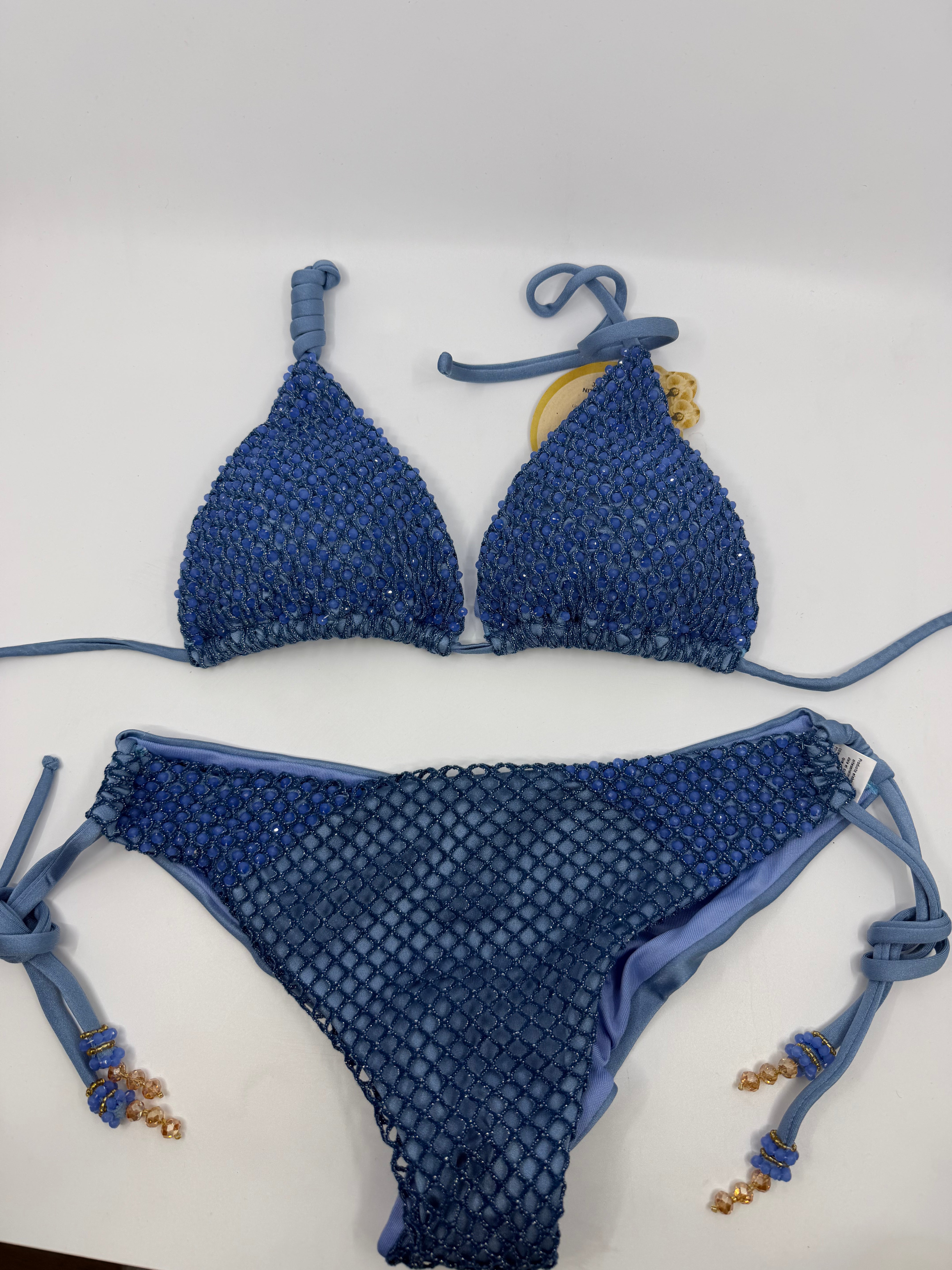 Blauwe bikini set van Saman Swimwear, topje en broekje - foto 1