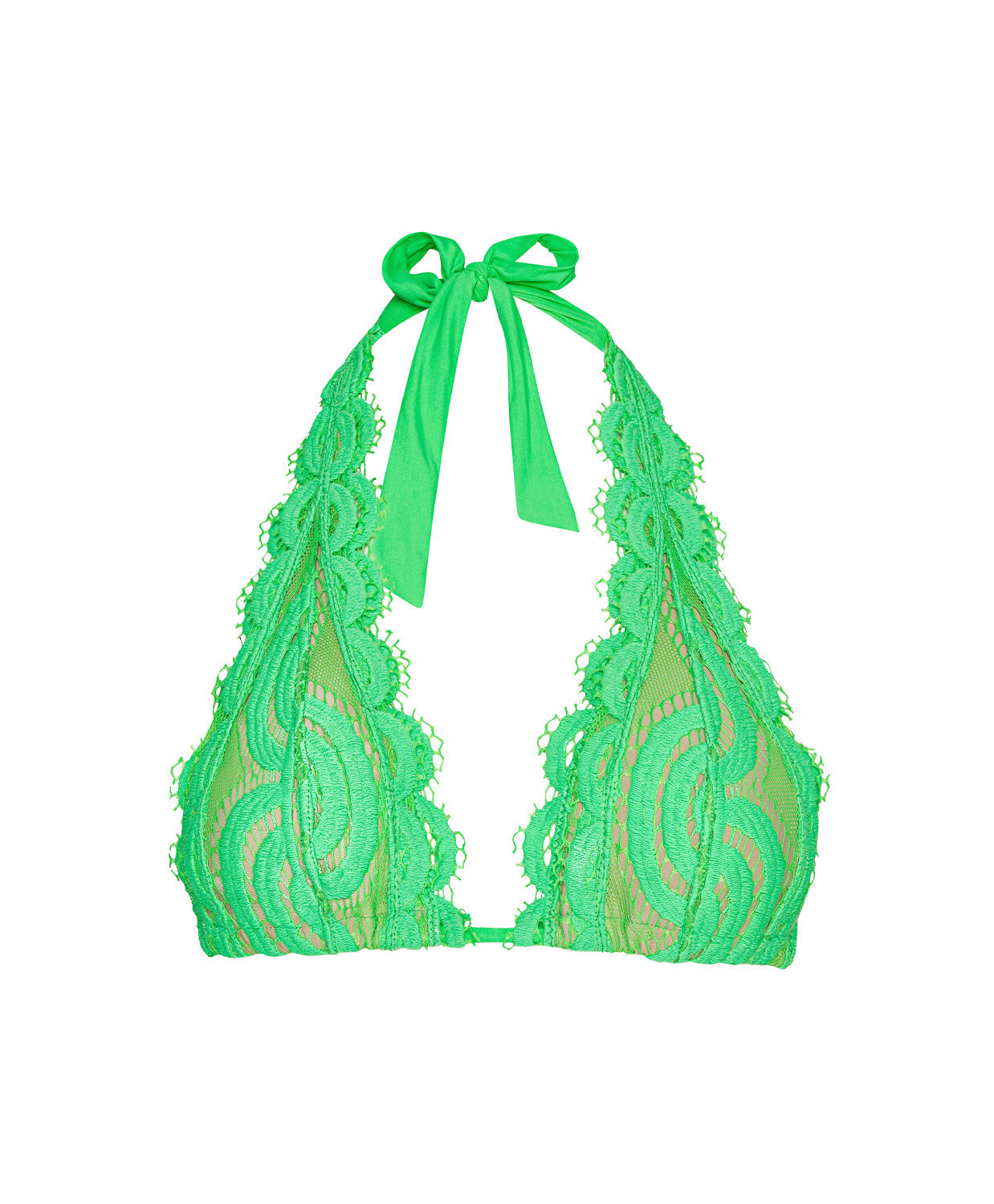 PQ Swim Matcha Kant Halter Bikinitop groen - plat neergelegd