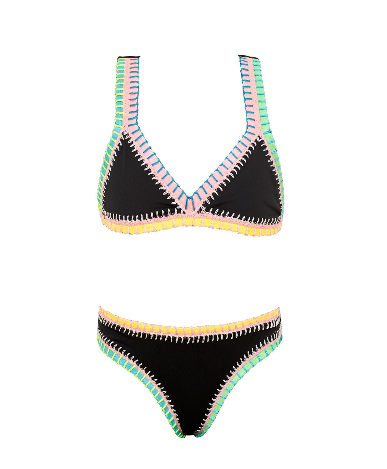 PQ Swim Kids Zwart Rainbow Geborduurd Bikini — productfoto