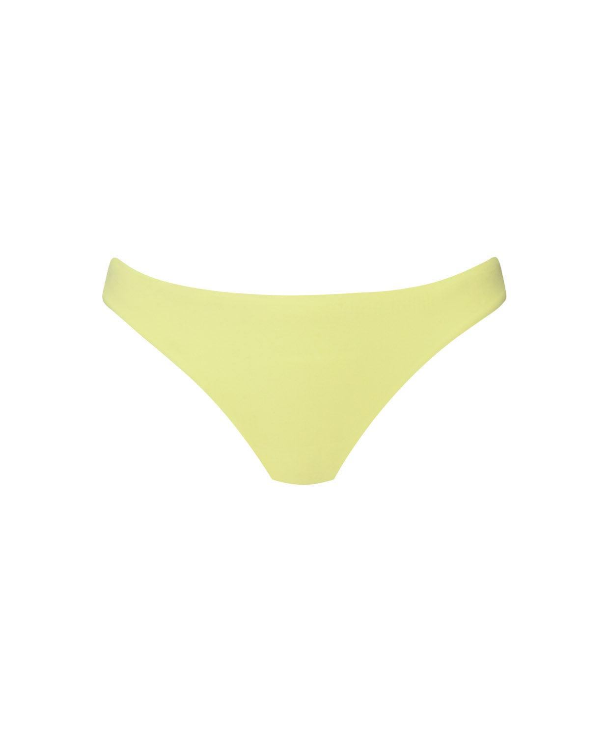 Geel basic ruched bikinibroekje op witte achtergrond
