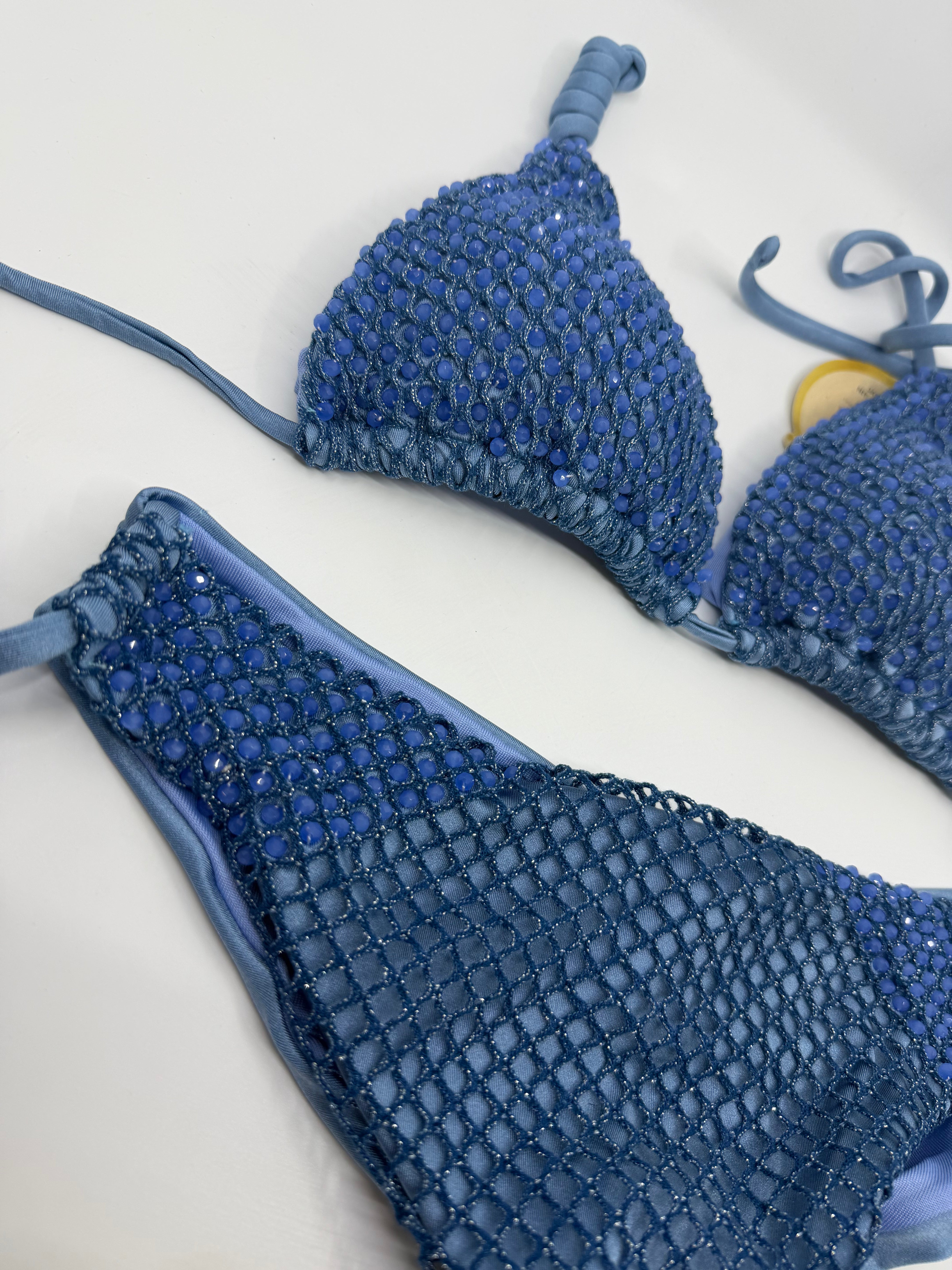 Blauwe bikini set van Saman Swimwear, topje en broekje - foto 2