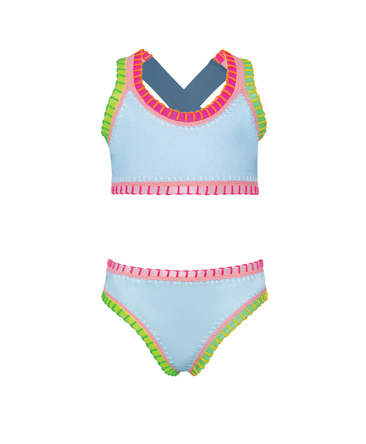PQ Swim Kids Ice Blue Sporty Bikini flat ijsblauw