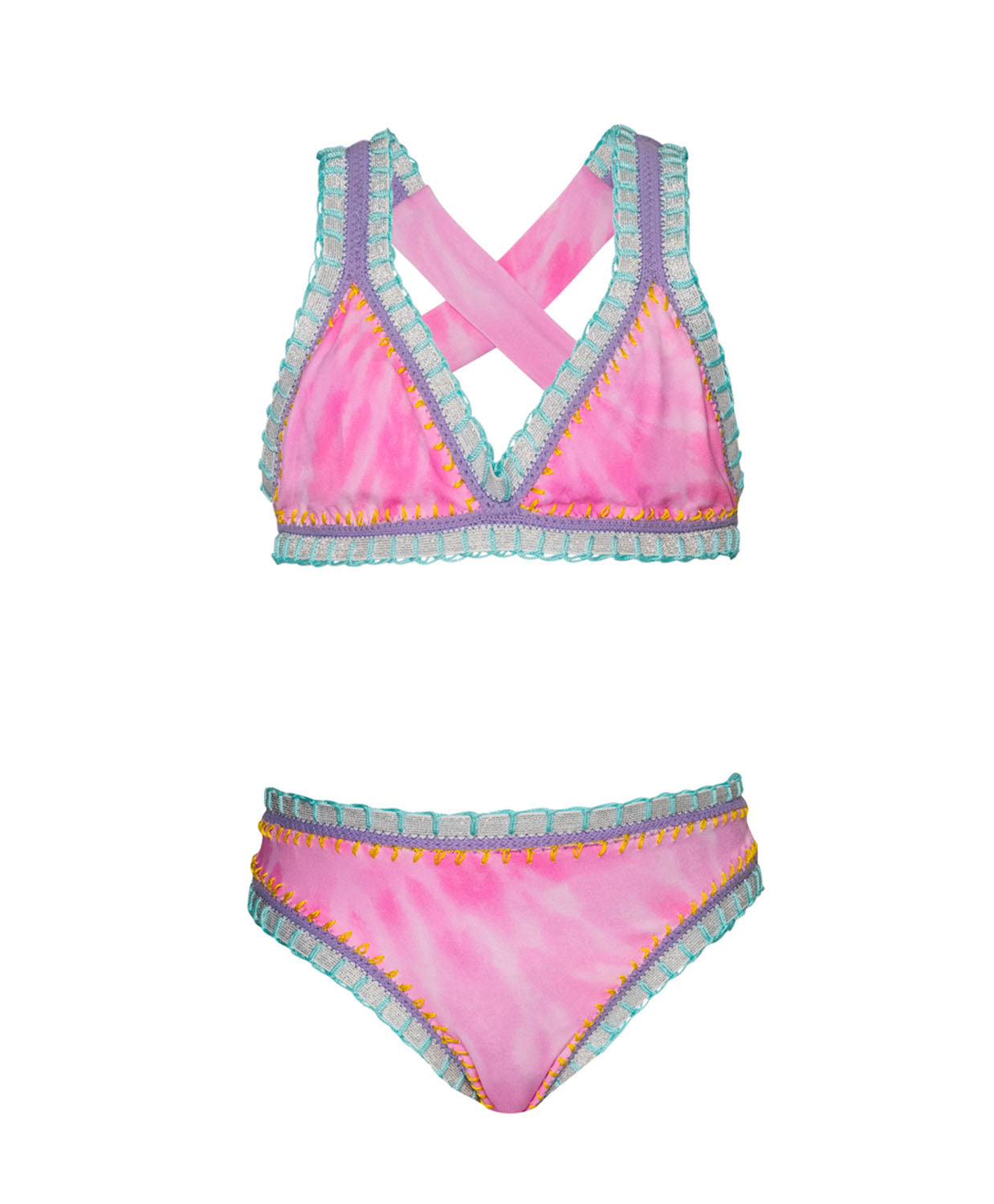 PQ Swim Kids Amalfi Roze Rainbow Bikini flat