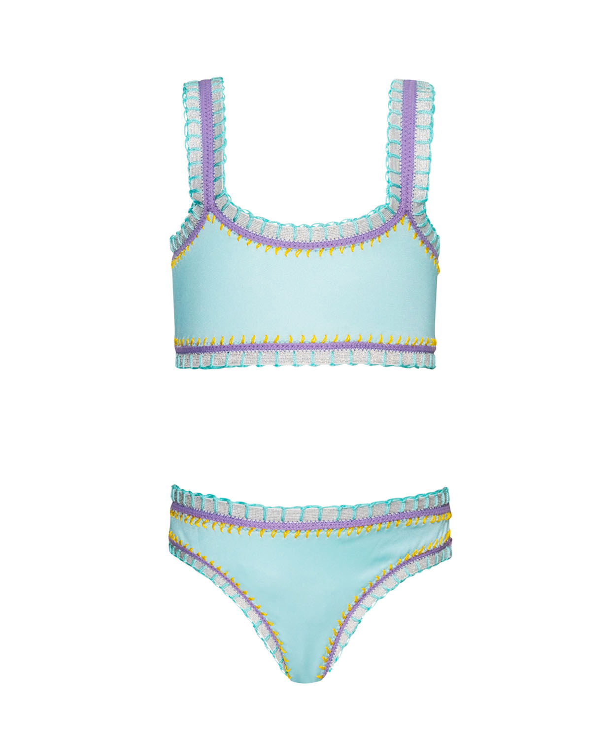 PQ Swim Kids Light Blue Sporty Rainbow Bikini flat lichtblauw