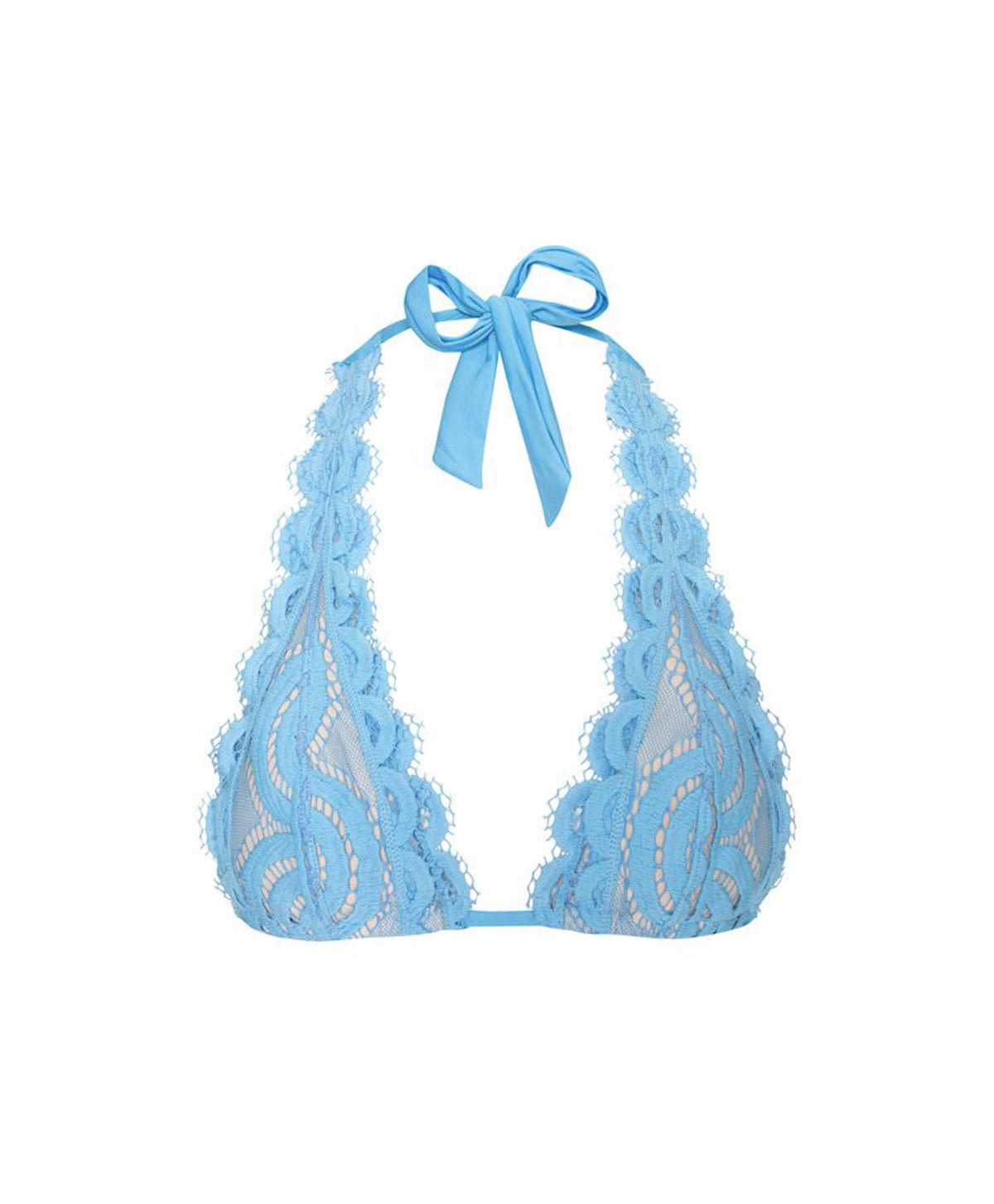 Lichtblauwe lace halter bikini top PQ Swim, vooraanzicht