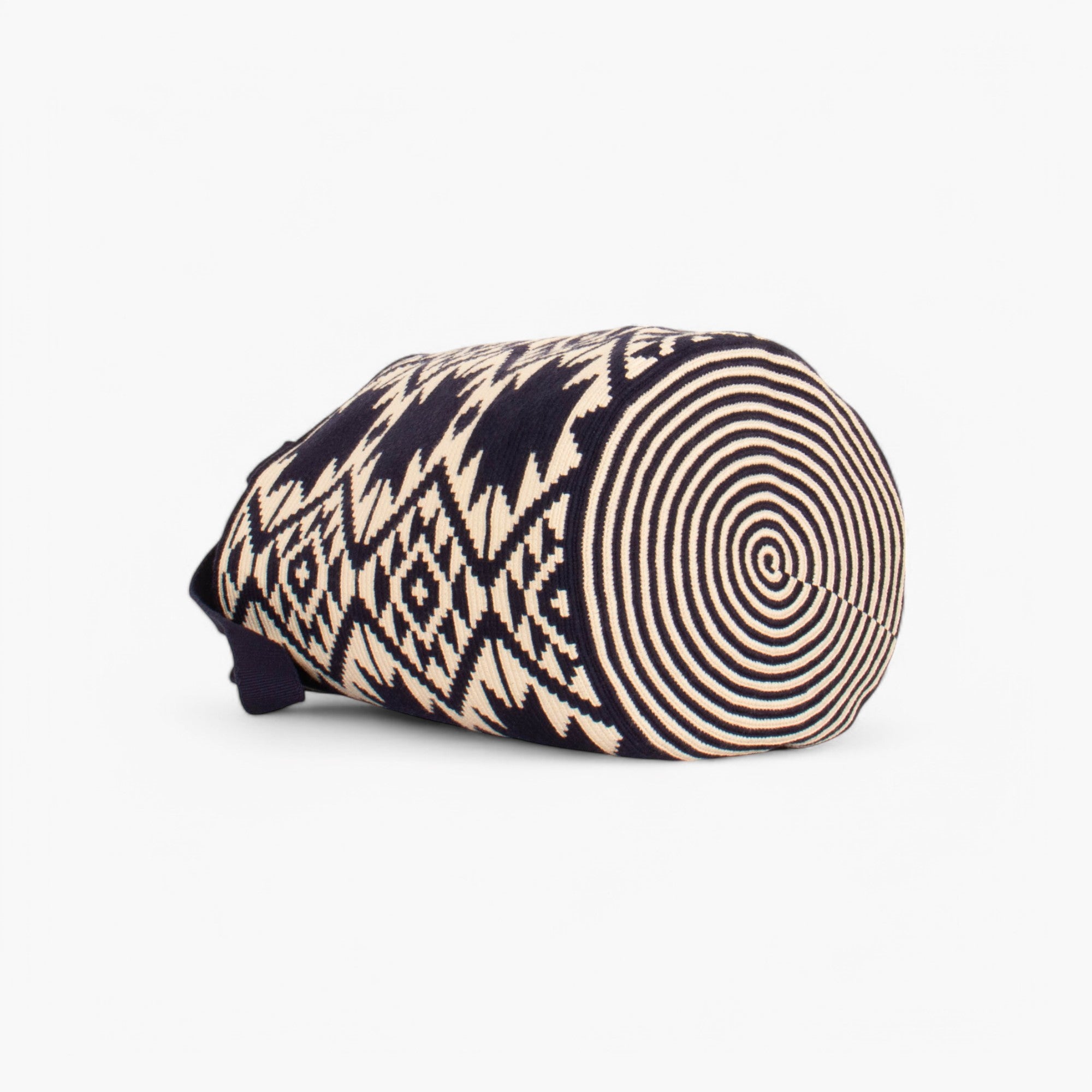 Geometric round tote bag L | Navy