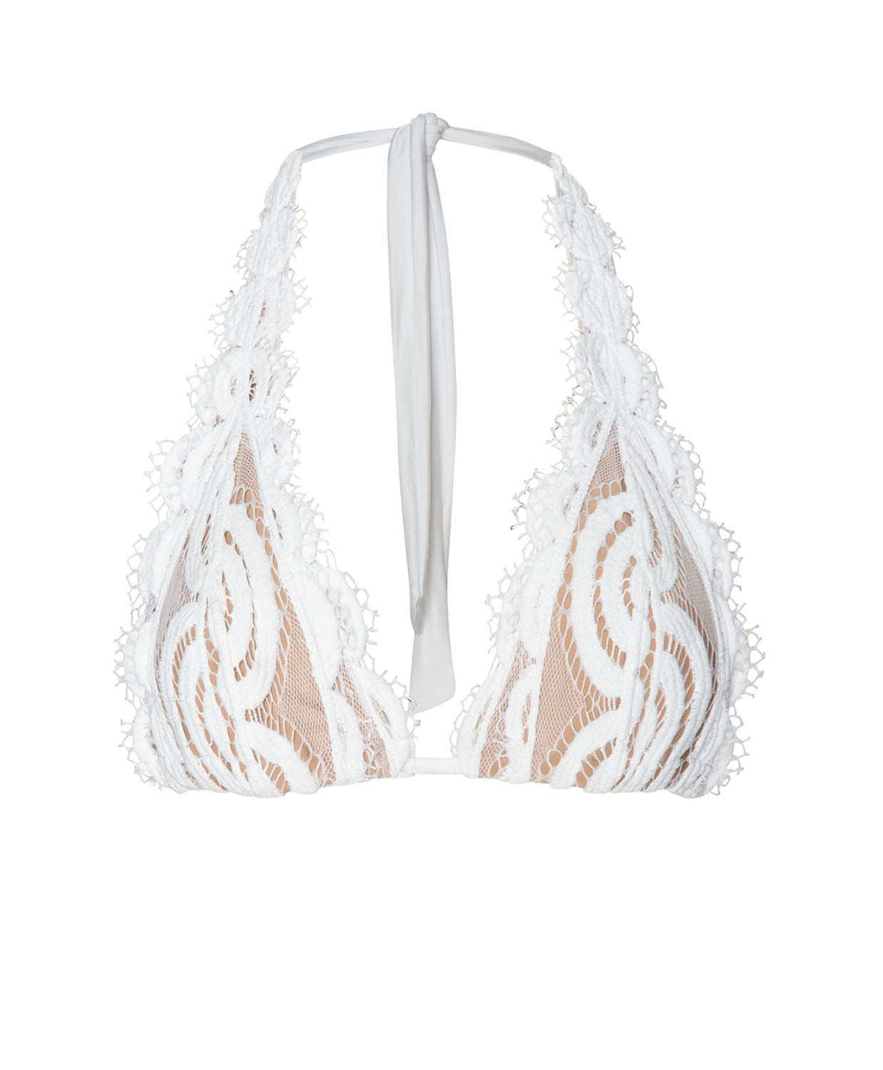 PQ Swim Water Lily Kant Halter Bikinitop wit - plat neergelegd
