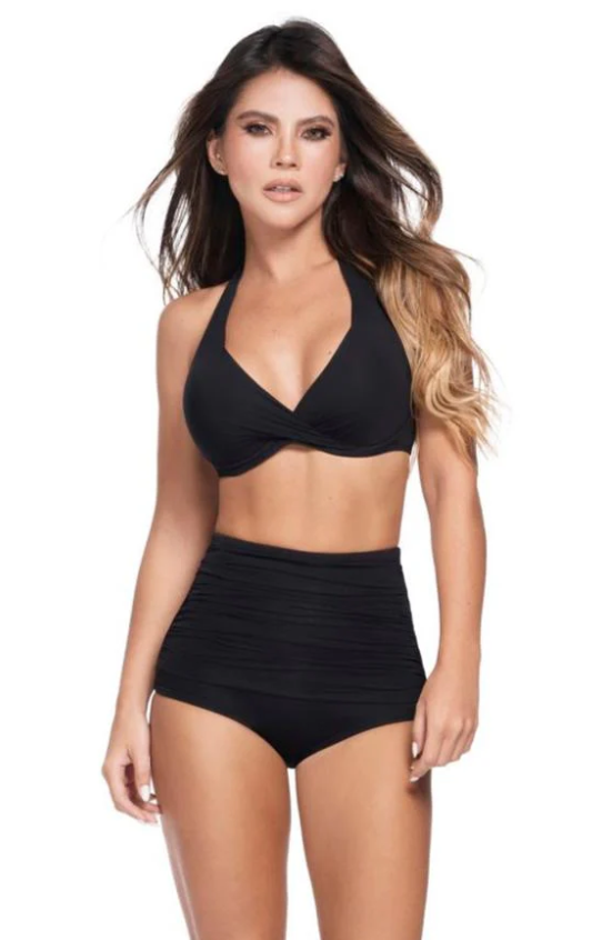 Corrigerend bikini broekje zwart – shaping high waist model voor dames