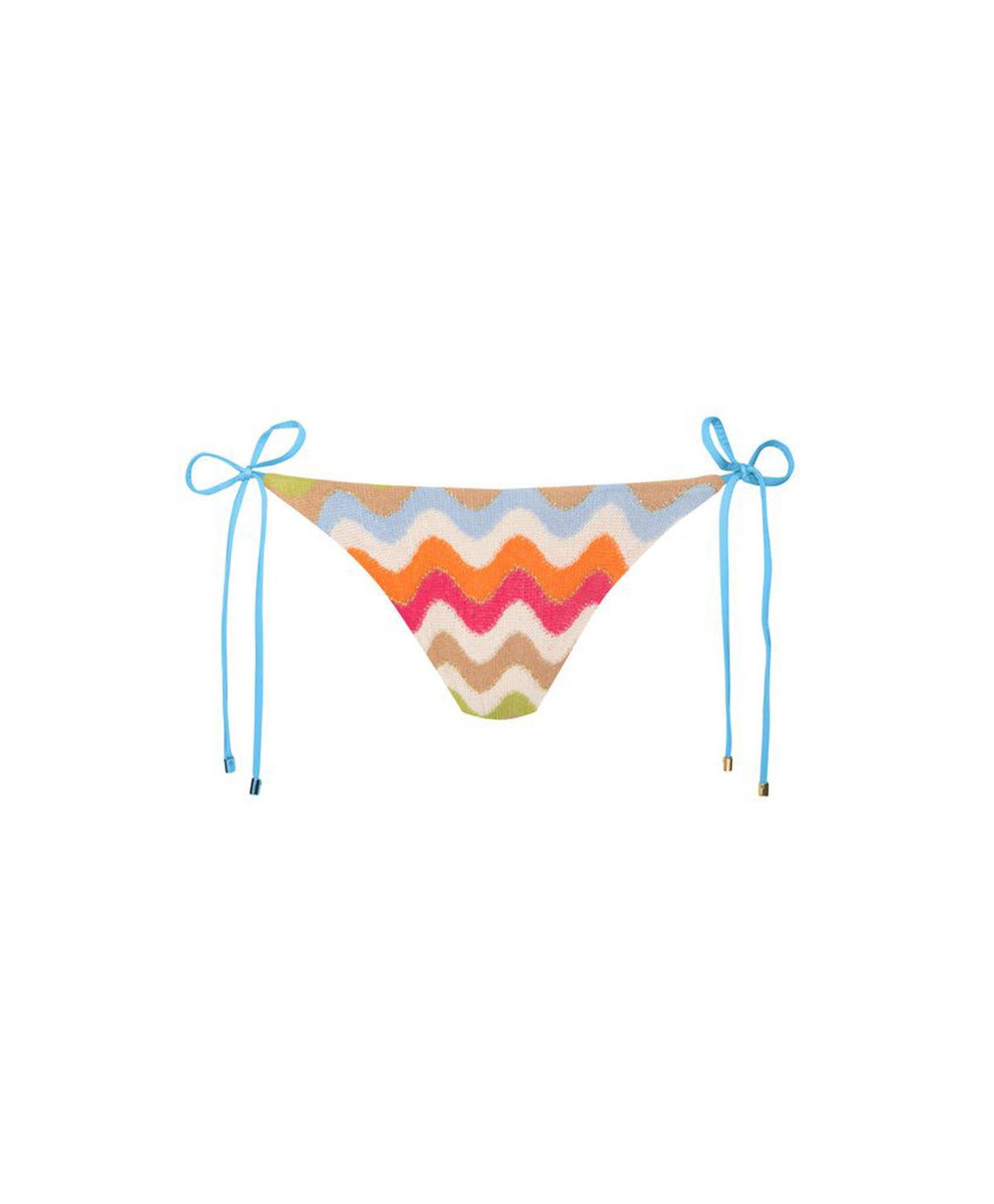 Multicolor zigzag bikinibroekje met verstelbare strikjes, vooraanzicht