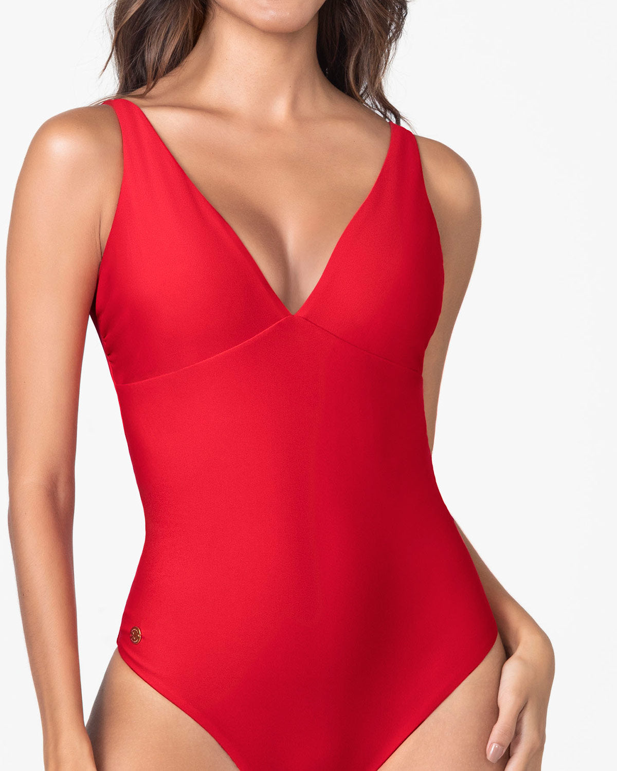 Costume modellante Double Plunge con scollo profondo in rosso di Leonisa - foto 3