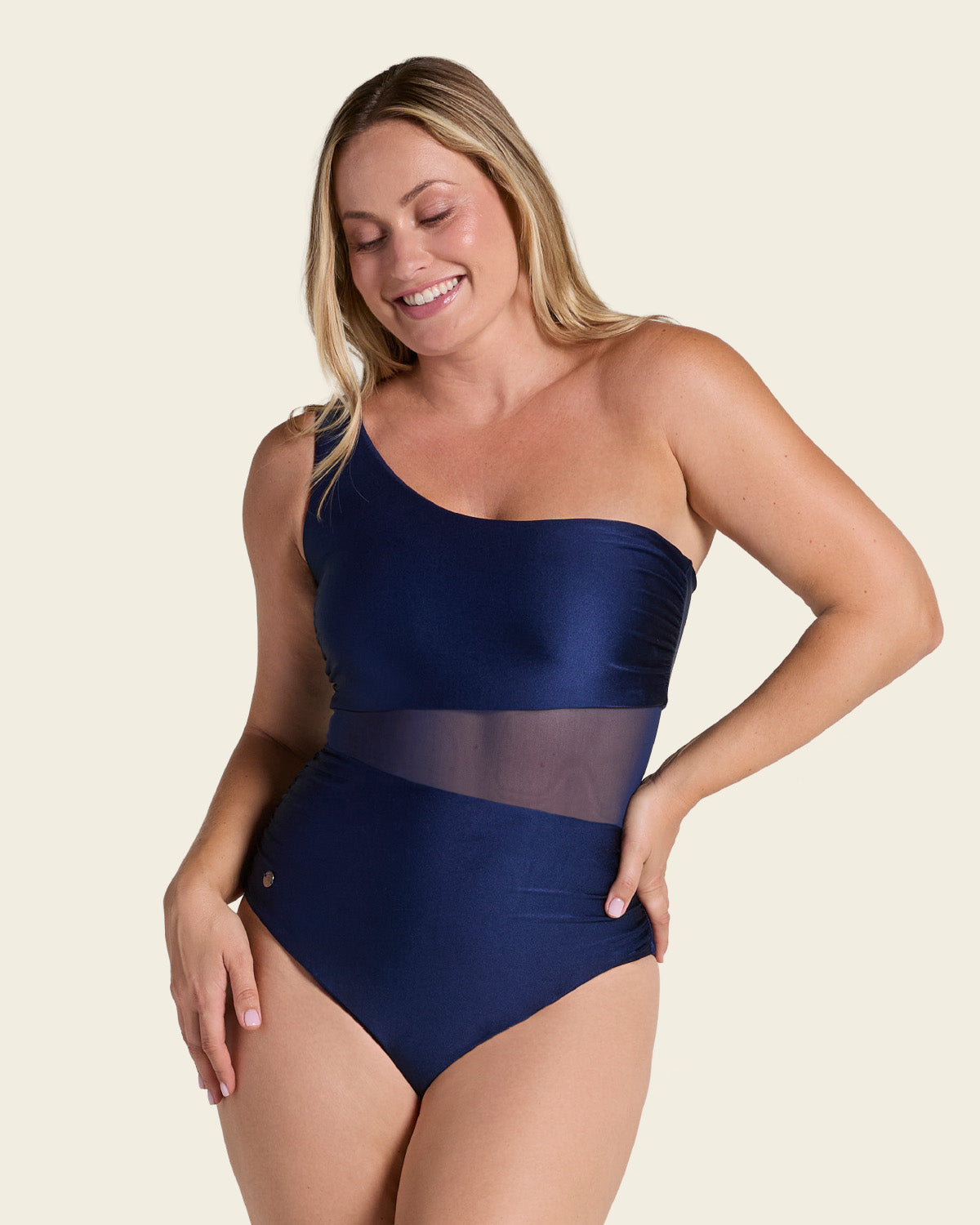 Maillot gainant une épaule Luna bleu marine de Leonisa - photo 1