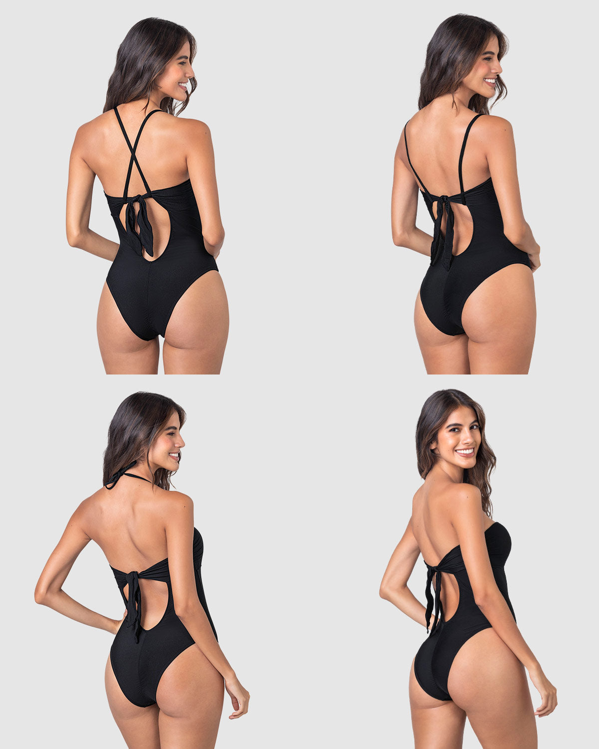 Costume a fascia convertibile Tie-Back in nero di Leonisa - foto 3
